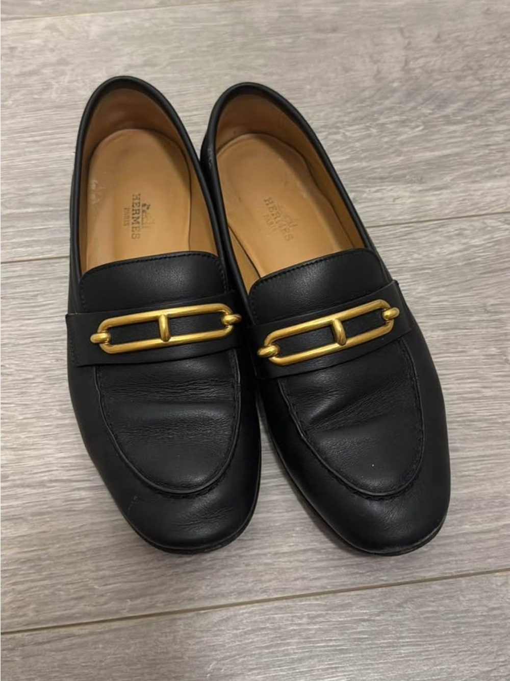Authentic Hermes women colette loafer in black